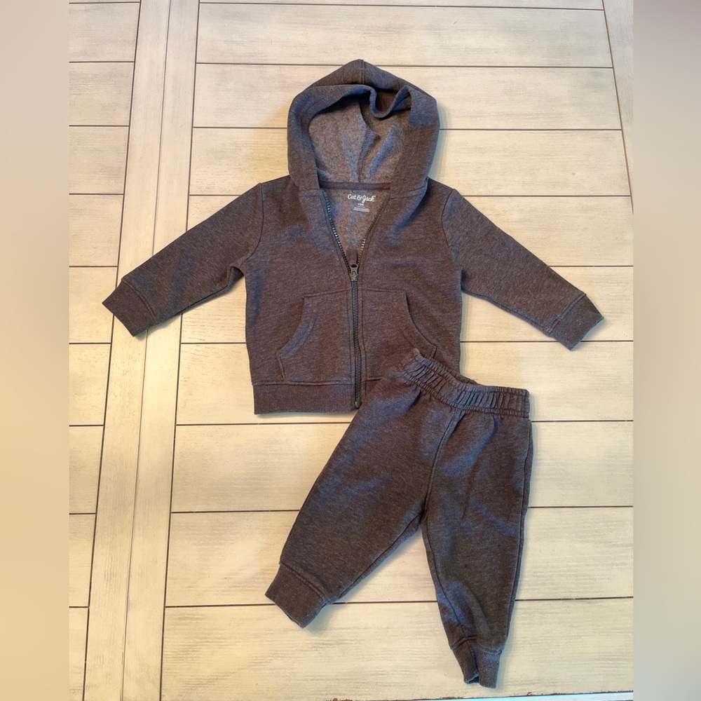 Cat and Jack zip front sweat suit
